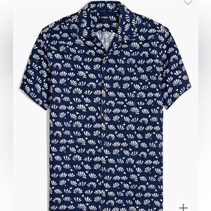 J Crew Factory Short-sleeve printed camp shirt antique navy white XL